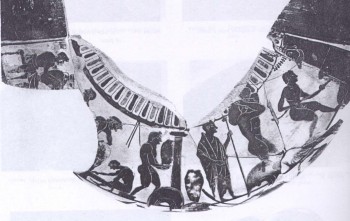 Fig. 6: Attic black-figured hydria depicting the stages of making a vase (Beazley 1946).